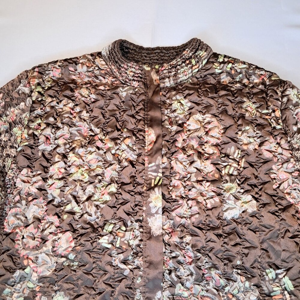Ruby Rd. Brown Floral Jacket Polyester Full Zip W… - image 2